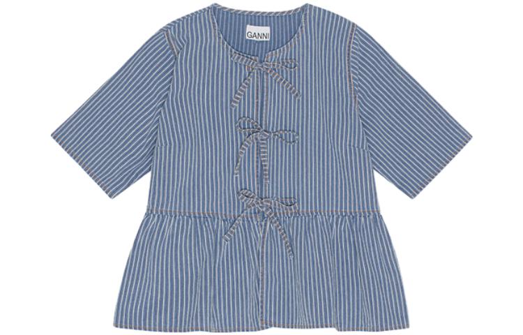 

Футболка женская среднего размера сине-серая GANNI