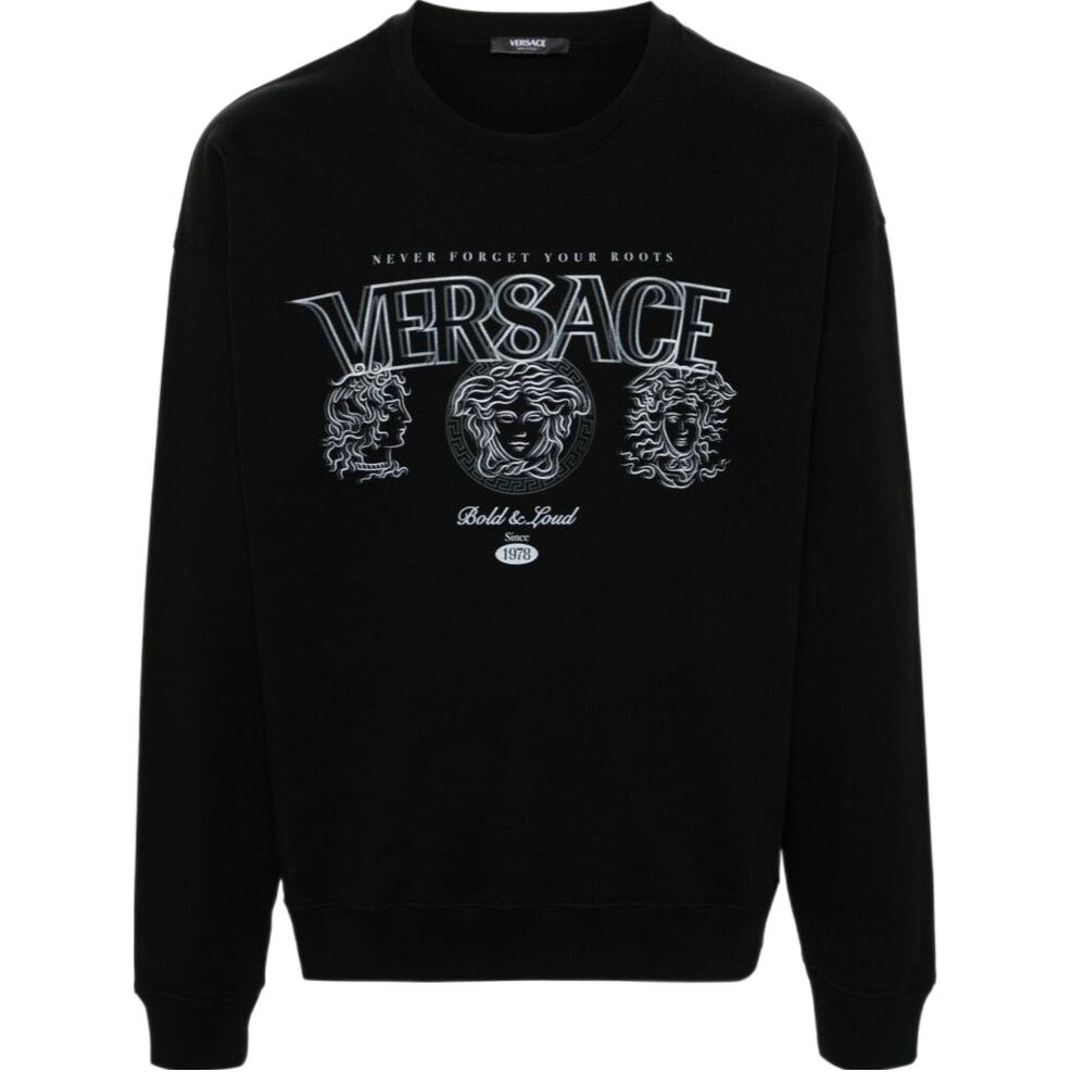 

Хлопковая толстовка с логотипом VERSACE, черный
