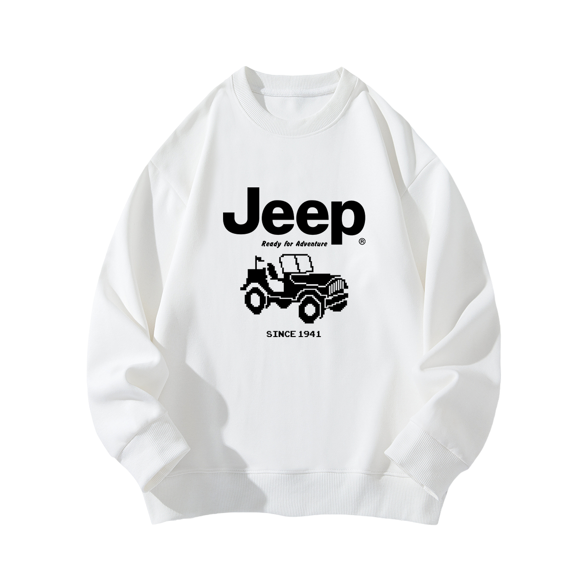 

Детская толстовка с круглым вырезом утолщенная Jeep, белый