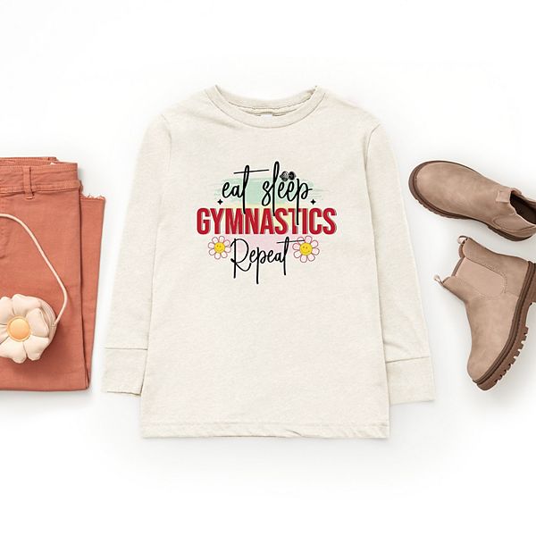 Футболка с длинным рукавом Eat sleep gymnastics repeat The Juniper Shop, Natural — фото 3
