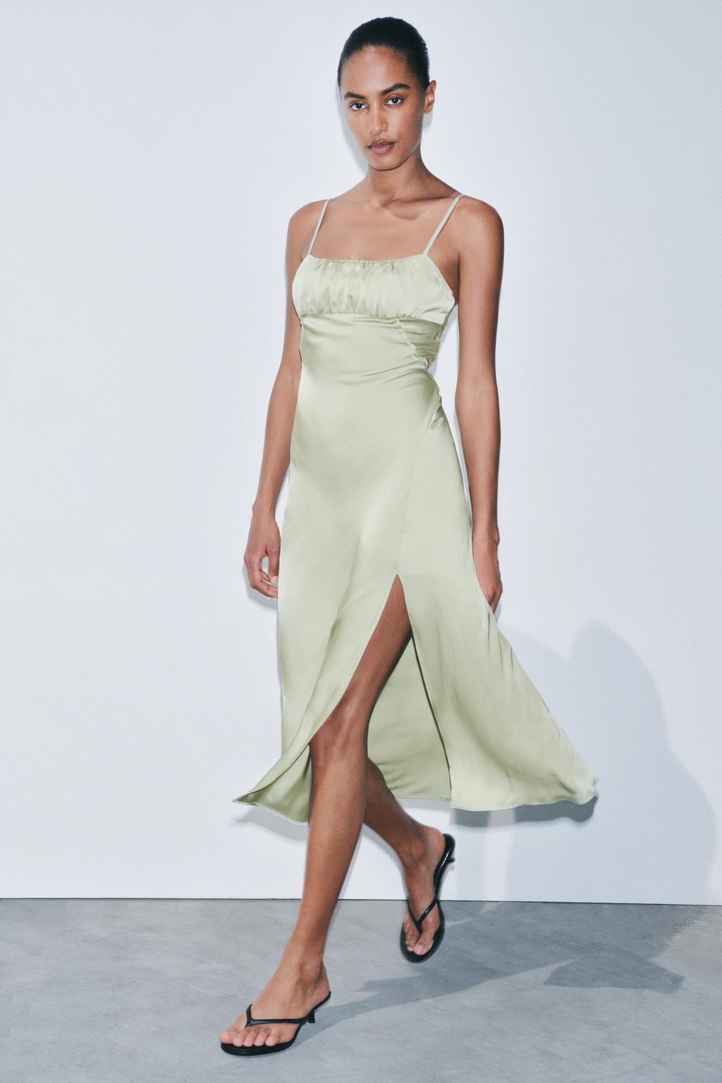 

Атласное платье-комбинация ZARA, цвет Mint