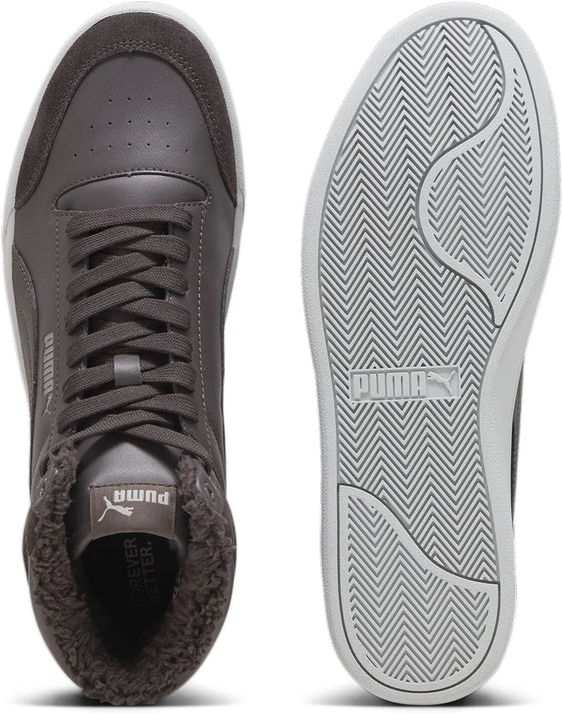 Кроссовки Puma Shuffle Mid Fur унисекс, Grey Flat Dark Gray Cast Iron Cool Light Gray — фото 4
