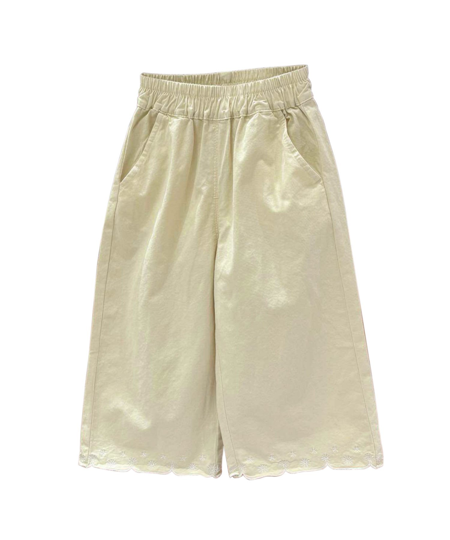 Хлопковые брюки с кружевной отделкой Aimoha Kids, Light beige
