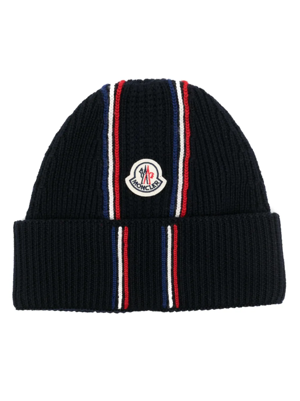 

Шапка бини с нашивкой-логотипом MONCLER, синий