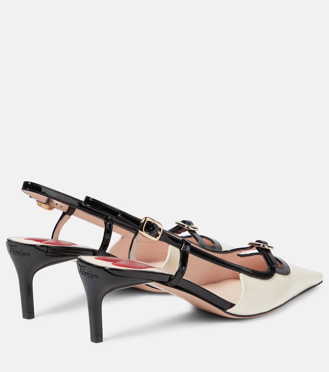 Туфли-лодочки Viv' Canard из лакированной кожи с открытой пяткой Roger Vivier, Ciré + Nero — фото 3