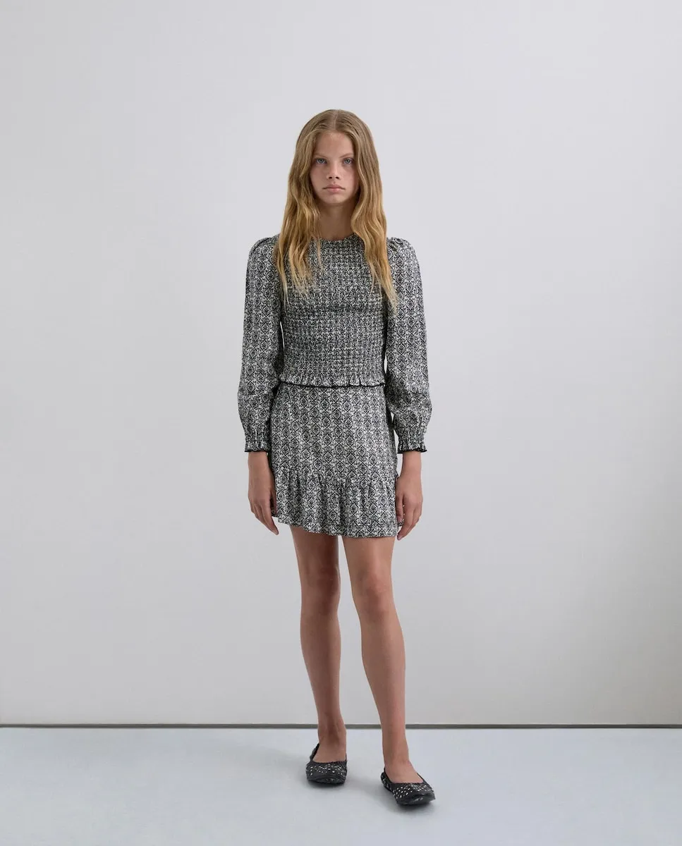 

Короткая юбка с принтом и оборками по низу Scalpers, черный