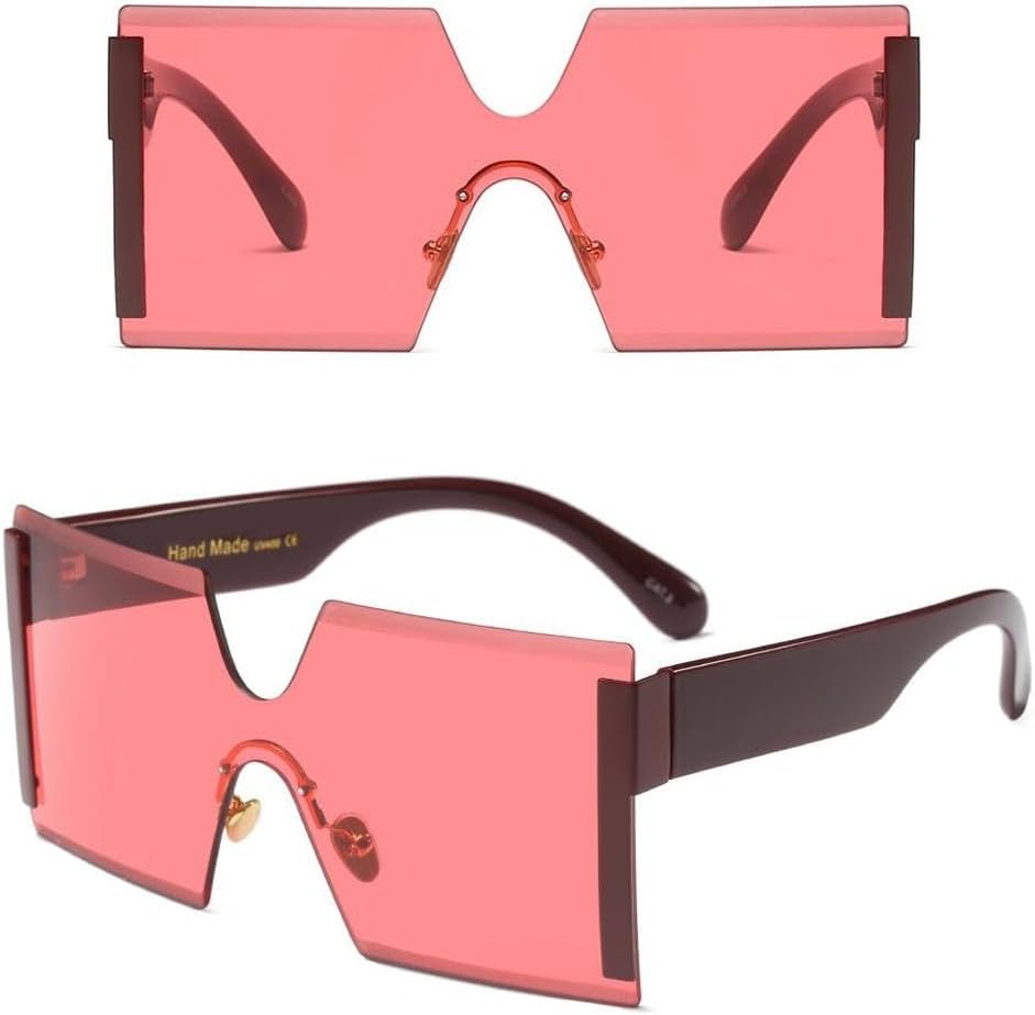 

Винтажные цельные солнцезащитные очки большого размера для женщин, без оправы, модные солнцезащитные очки с крупной оправой, защита от ультрафиолета UV400 MTZJH, C6 Red