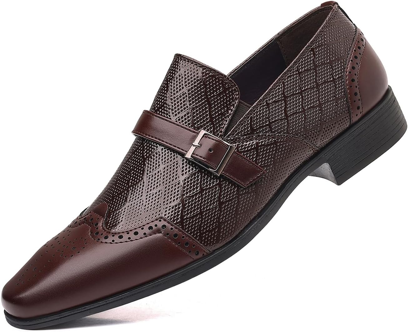 

Мужские лаковые туфли - оксфорды для официальных мероприятий, деловые туфли для смокинга с декоративной строчкой и текстурированным узором, повседневные обувь без шнурков для работы и свадеб Spedify, красный