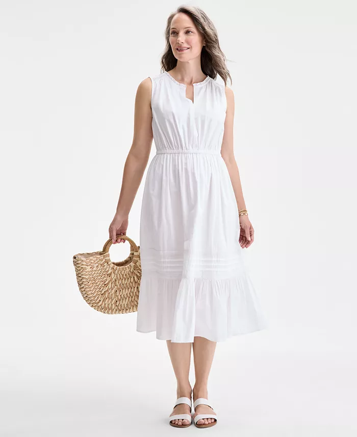 

Маленькое хлопковое платье трапеция Style & Co, белый