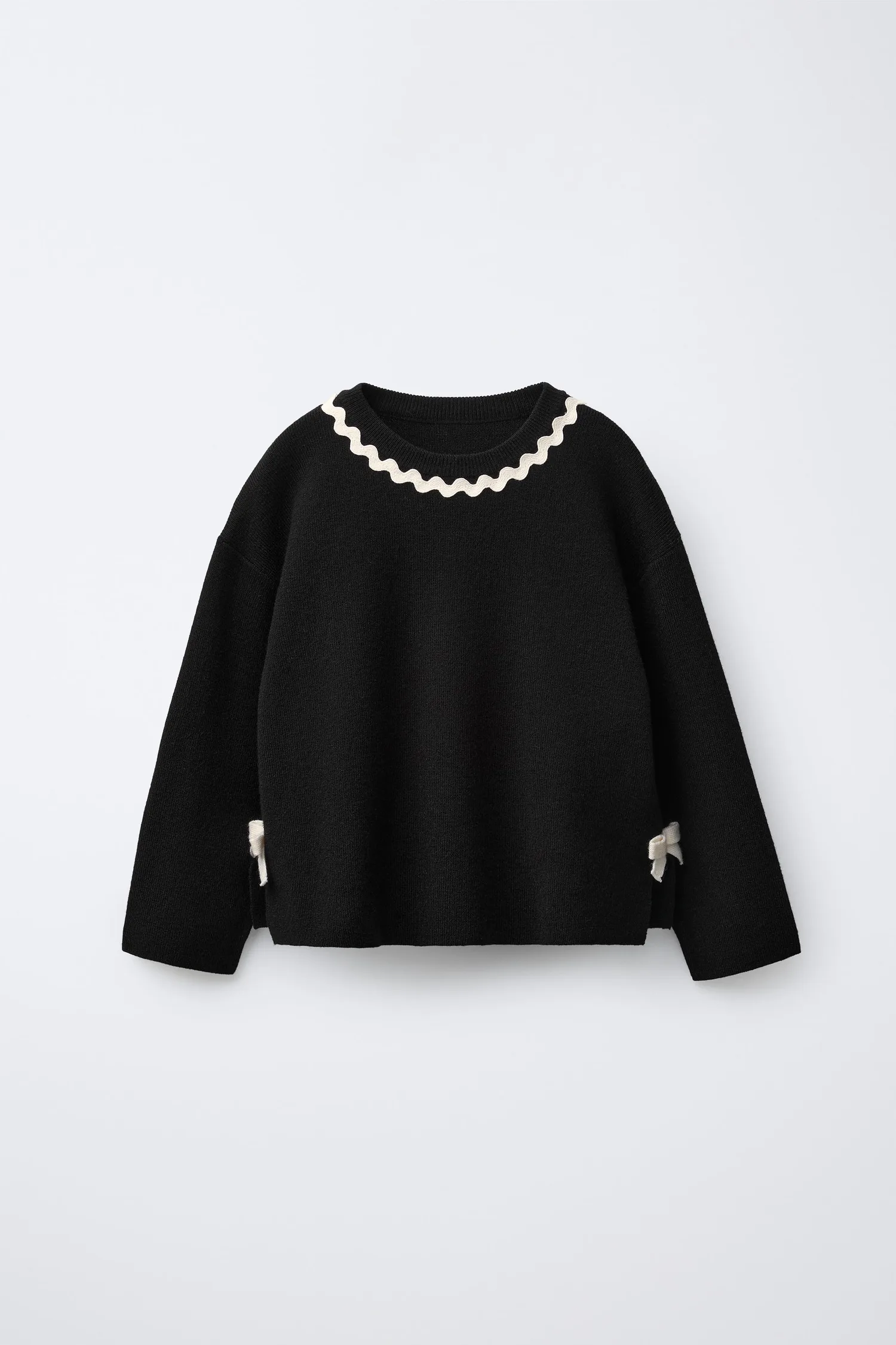 Волнистый вязаный джемпер Zara, черный