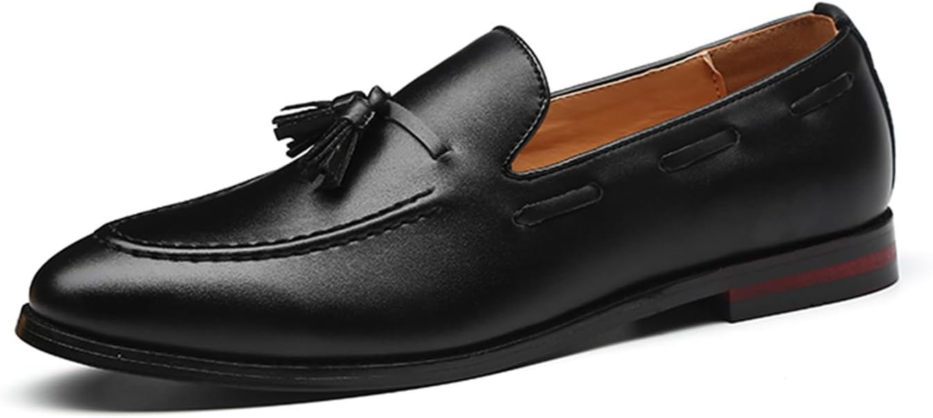 

Мужские туфли на плоской подошве из искусственной кожи PU с кисточками, пенни-лоаферы, мокасины, свадебные и праздничные модные туфли с крыльями Generic, черный