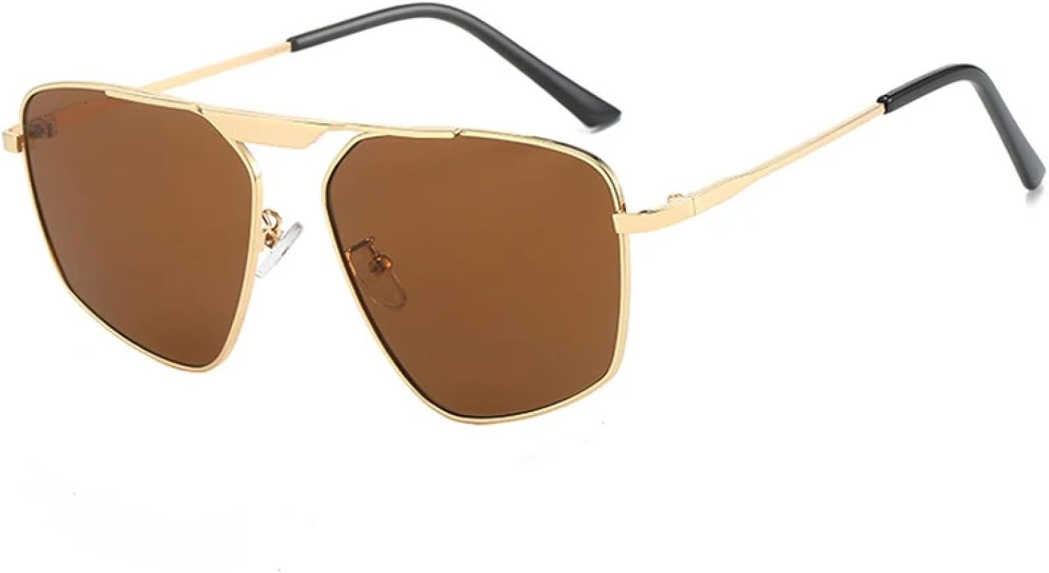 

Солнцезащитные очки в многоугольной металлической оправе для женщин и мужчин, для активного отдыха, вождения, летних путешествий, с защитой от УФ-излучения UV400 TKKTLLT, Gold Brown