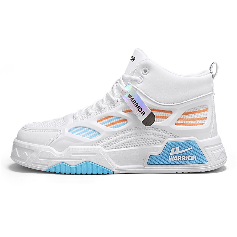 

Кроссовки для скейтбординга мужские мидтоп бело-синие бежево-коричневые бело-черные WARRIOR бело-голубые