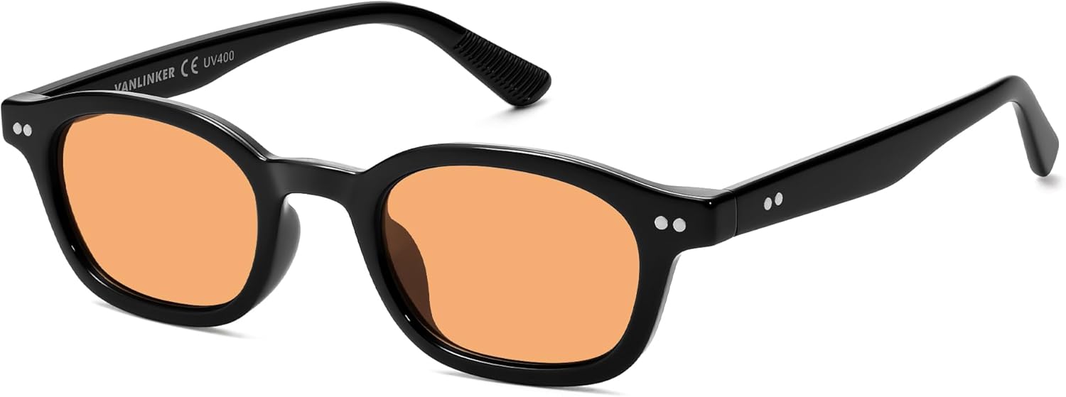 

Солнцезащитные очки VANLINKER Retro Small Square Polarized для женщин и мужчин, модные узкие прямоугольные, в стиле 90-х, модель VL9889, C3-polarized Orange Lens/Black Frame