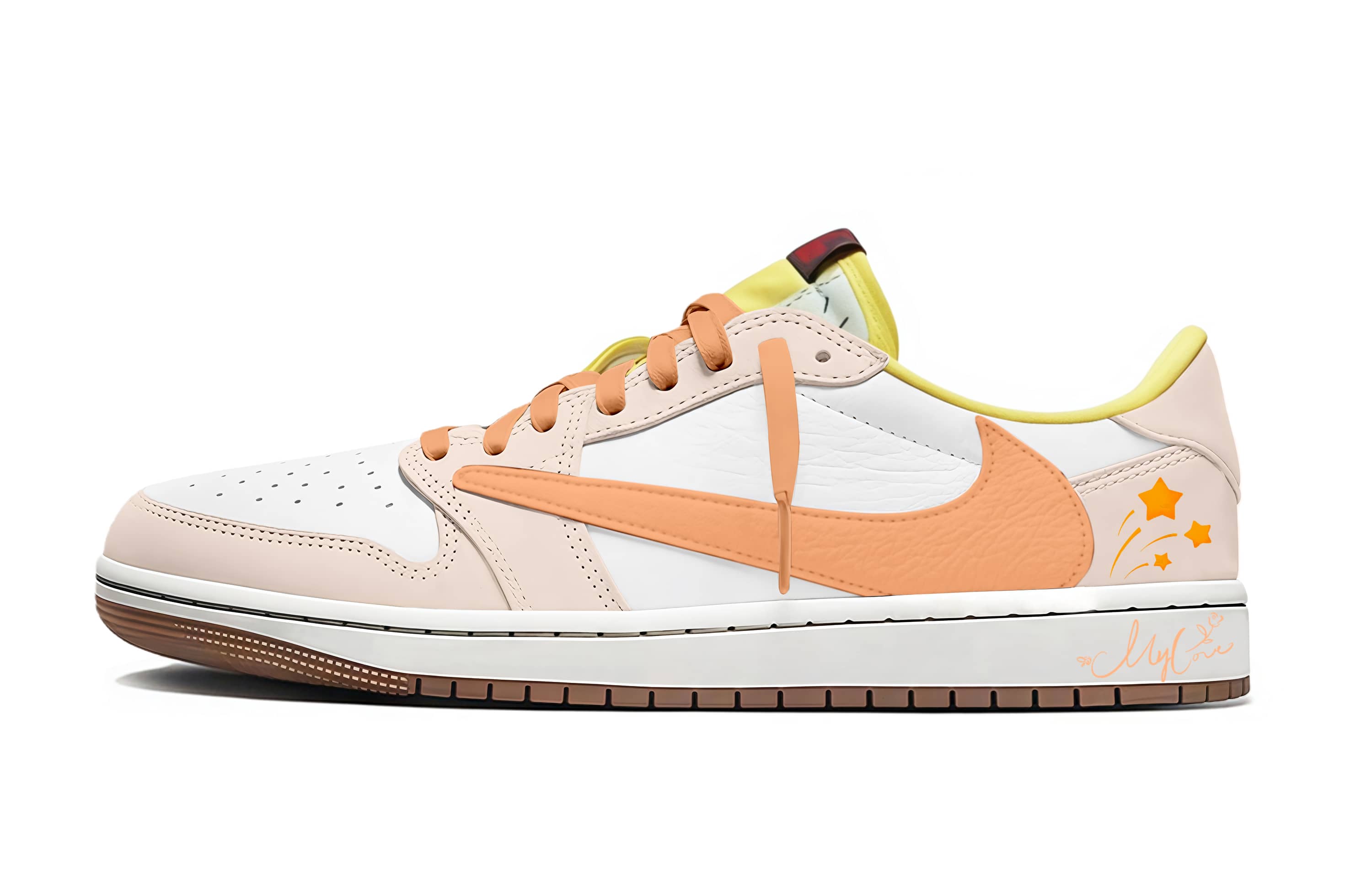 

Travis Scott x Air 1 Orange Mango Travis Scott X AJ1 Low 7.0 кроссовки баскетбольные низкие винтажные Jordan, оранжевый белый