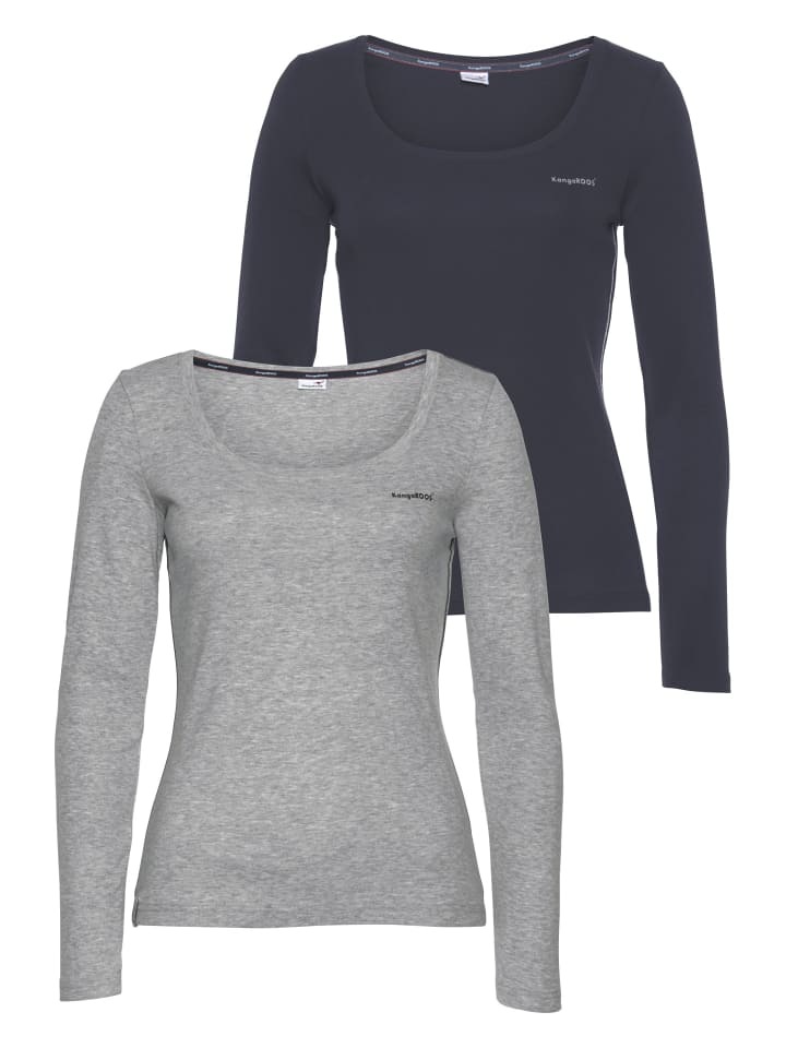 

Рубашка с длинными рукавами темно-синего и серого меланжевого цветов Kangaroos