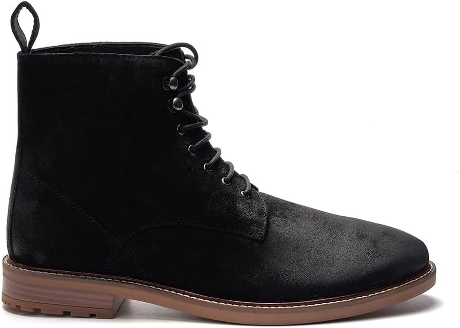 

Мужские замшевые ботинки на шнуровке A. Veer Summit, Верх из состаренной кожи с мягкой стелькой и прочной резиновой подошвой, Надежный повседневный стиль с мягким овечьим воротником, черный