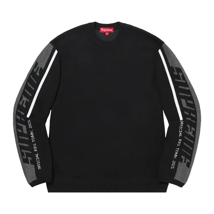 Свитер Supreme с полосатым узором на рукавах, черный