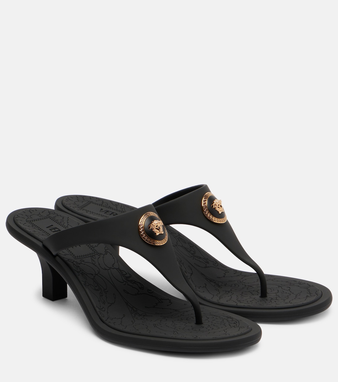 Алия Медуса 55 сланцы-танга, черно-золотые Versace, Black-Versace Gold