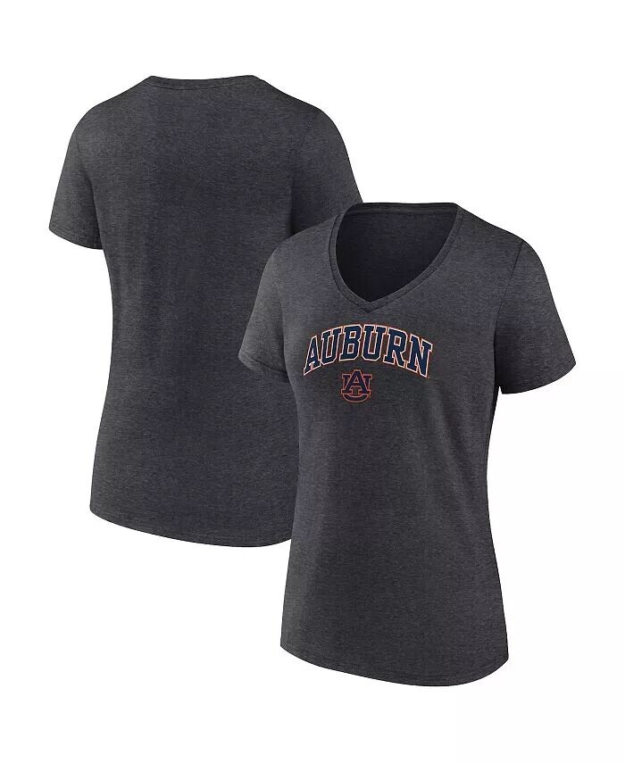 

Женская футболка Heather Charcoal Auburn Tigers Evergreen Campus с v-образным вырезом Fanatics
