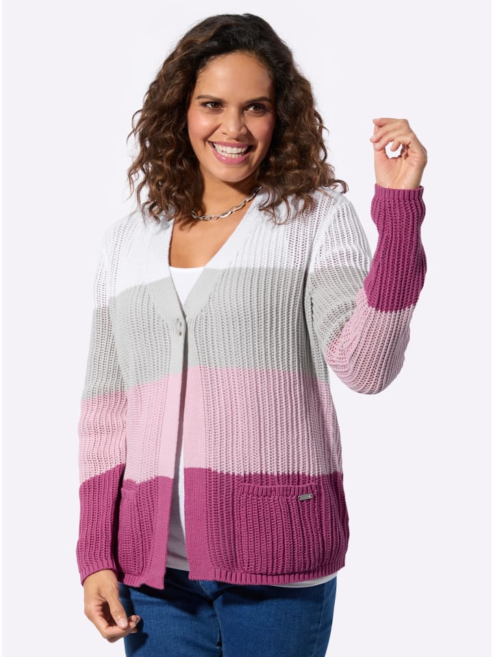 

Ажурный кардиган в полоску цвета меланж и экрю WITT WEIDEN