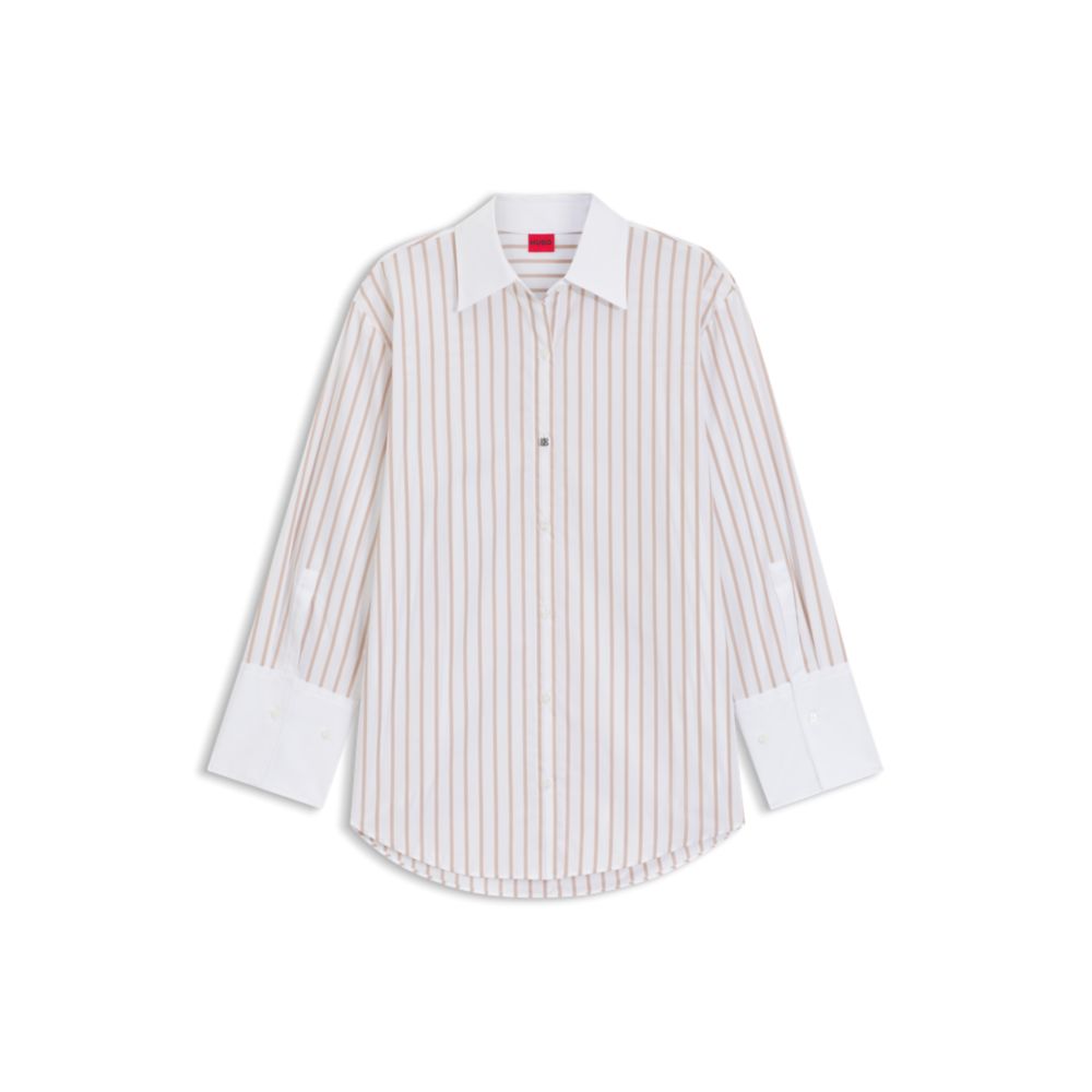 

Полосатая блуза из хлопкового поплина с контрастной отделкой HUGO, Patterned