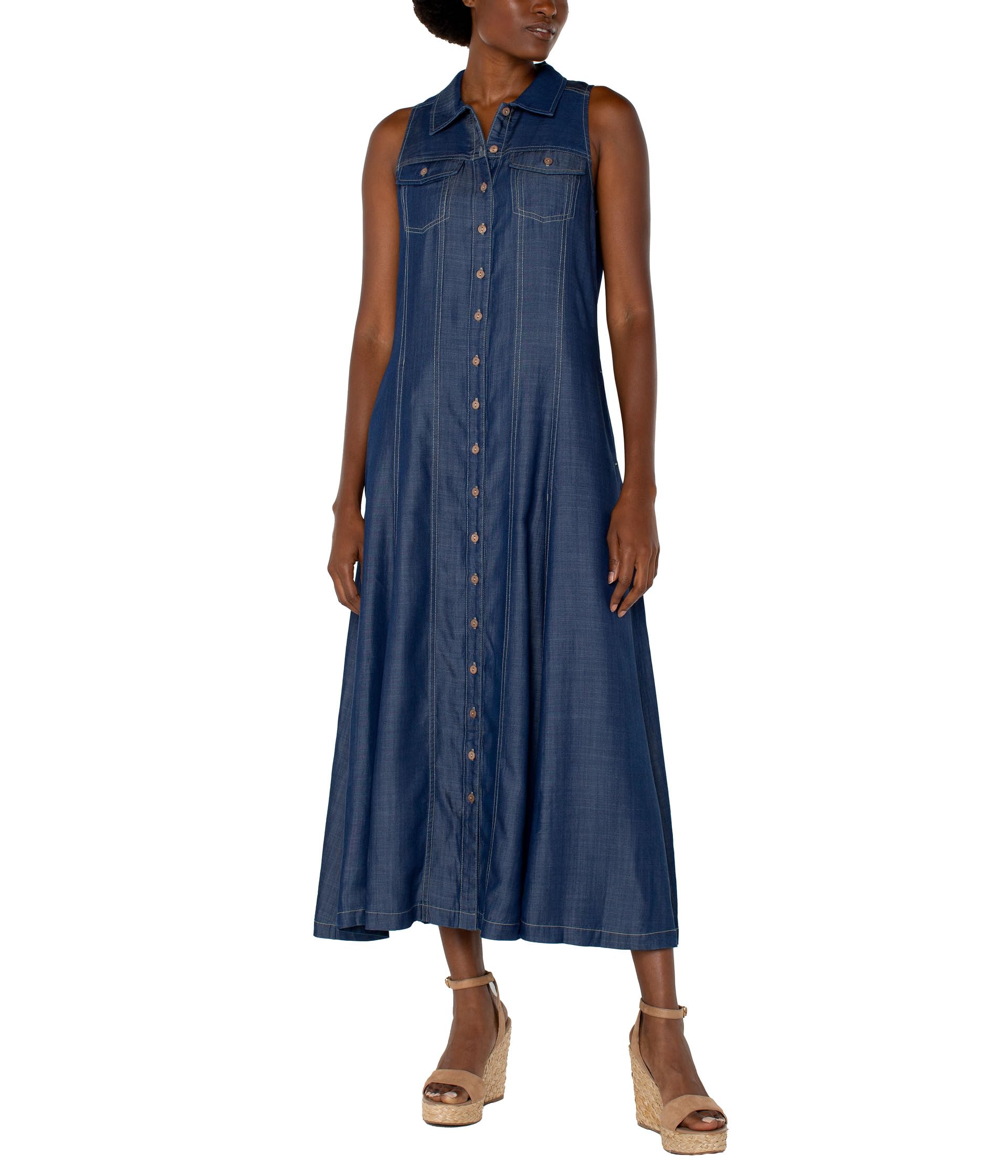 

Платье Liverpool Los Angeles Sleeveless Button Down Maxi Dress, Rinse Wash