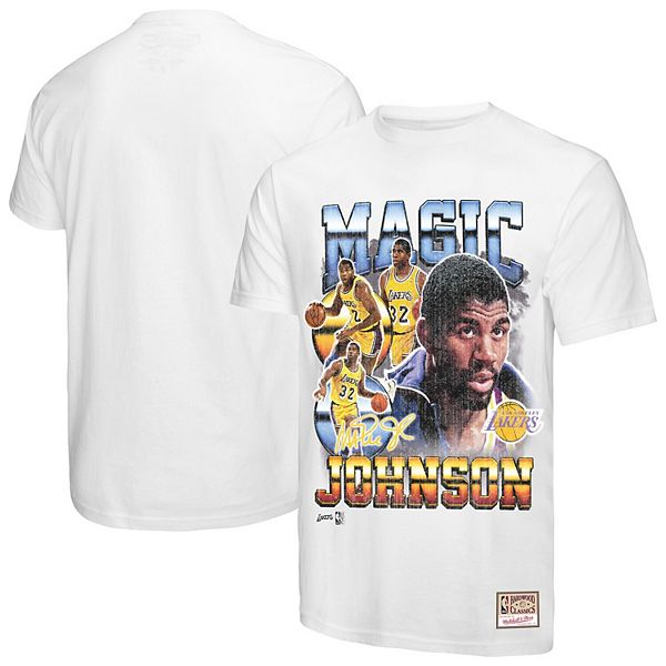 

Футболка мужская Magic Johnson White Los Angeles Lakers commemorative collage Mitchell & Ness