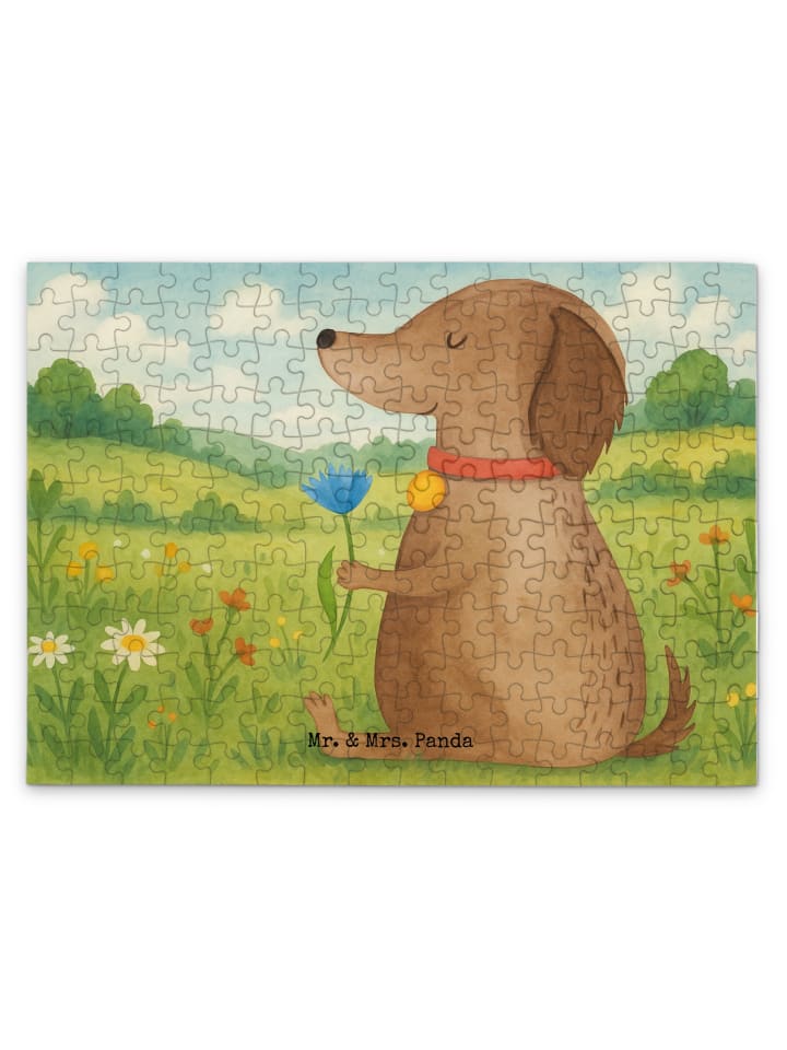 

Mr. & Mrs. Panda Дизайн головоломки с собакой и цветами, без надписей, белым цветом