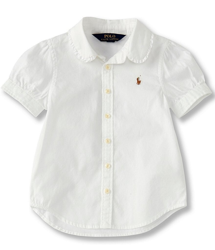 

Polo Ralph Lauren Детская одежда Оксфордская рубашка на пуговицах для маленьких девочек 2T-6X, белый