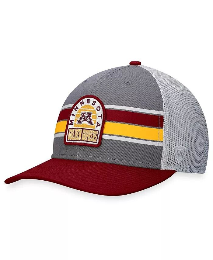 

Мужская серо-бордовая регулируемая кепка Minnesota Golden Gophers Aurora Trucker Top Of The World, красный