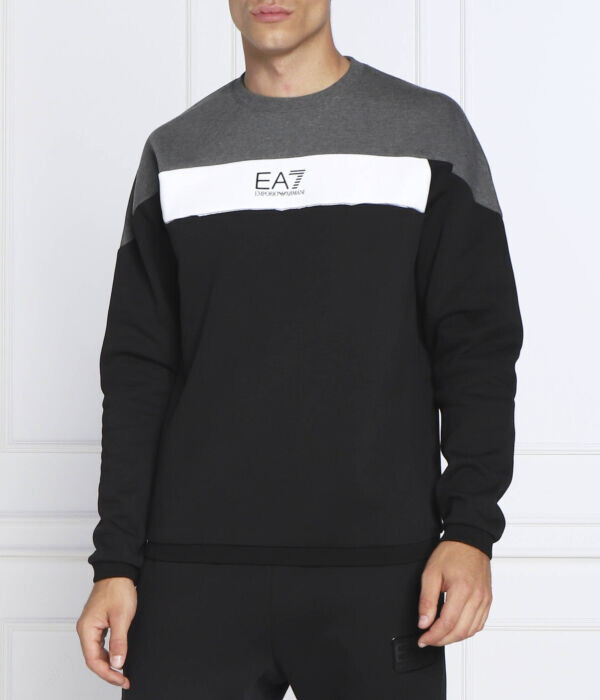 

Толстовка Ea7 Regular Fit, серый / белый / черный