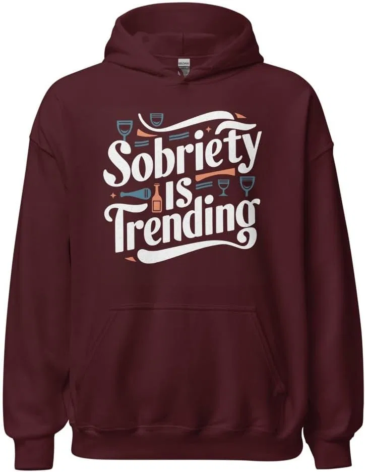 Толстовка Unisex Sobriety Life Recovery, Sobriety is Trending Generic, бордовый