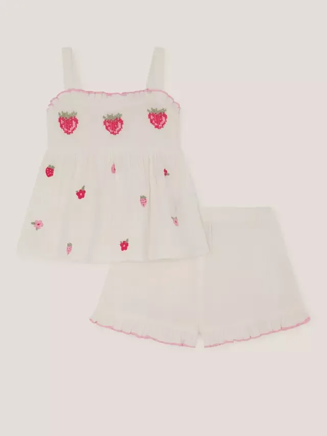 Комплект Baby Strawberry: топ и шорты, белый Monsoon