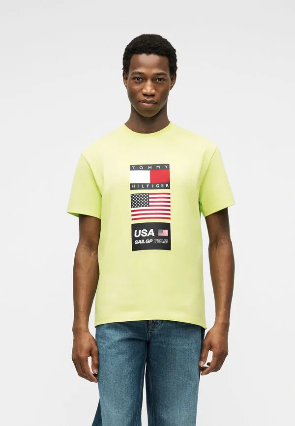 Футболка с логотипом команды tommy x us sail gp, футболка с принтом. Tommy Hilfiger, Citra Lime
