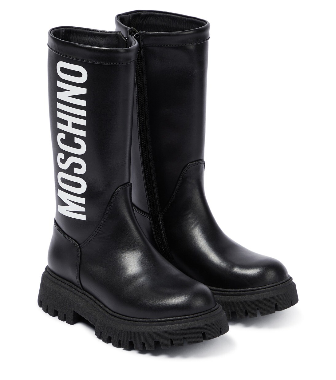 

Кожаные ботинки с логотипом Moschino, черный