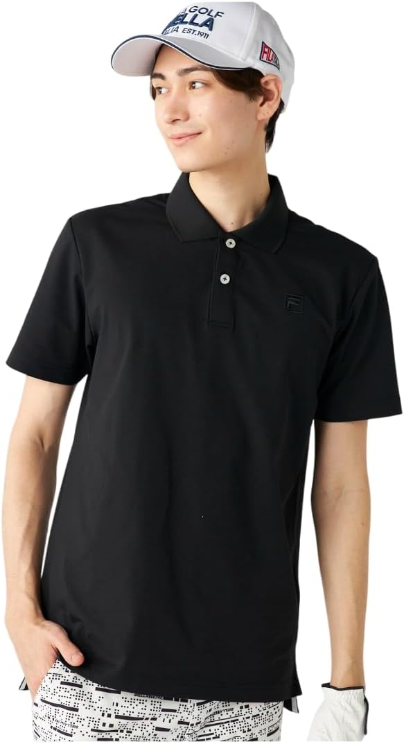 

Мужская поло-рубашка Fila Golf с коротким рукавом, впитывающая пот, быстросохнущая, с защитой от УФ-излучения, на молнии до середины груди, черный