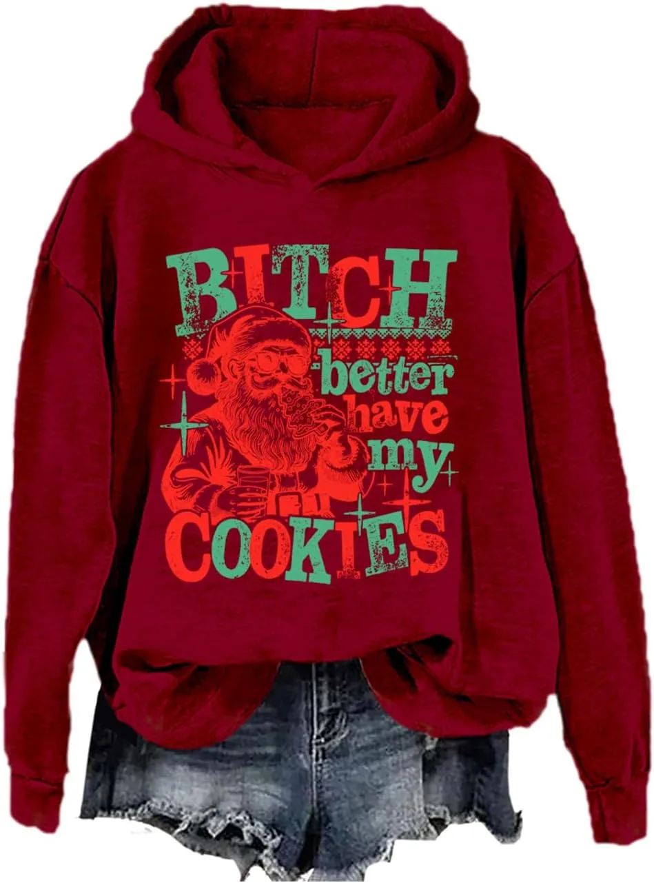 

Рождественский свитшот с капюшоном Santa "Better Have My Cookies" для мужчин и женщин SIMJEW