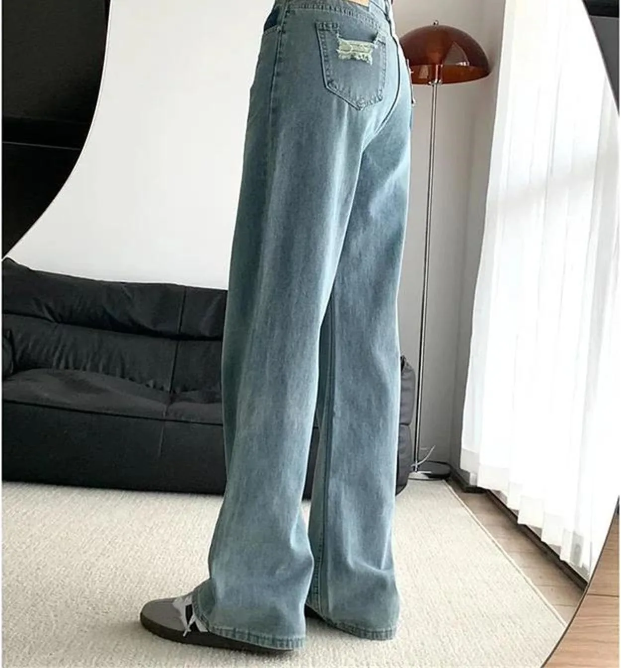 Женские джинсы baggy с высокой талией, свободные wide leg, casual — фото 3