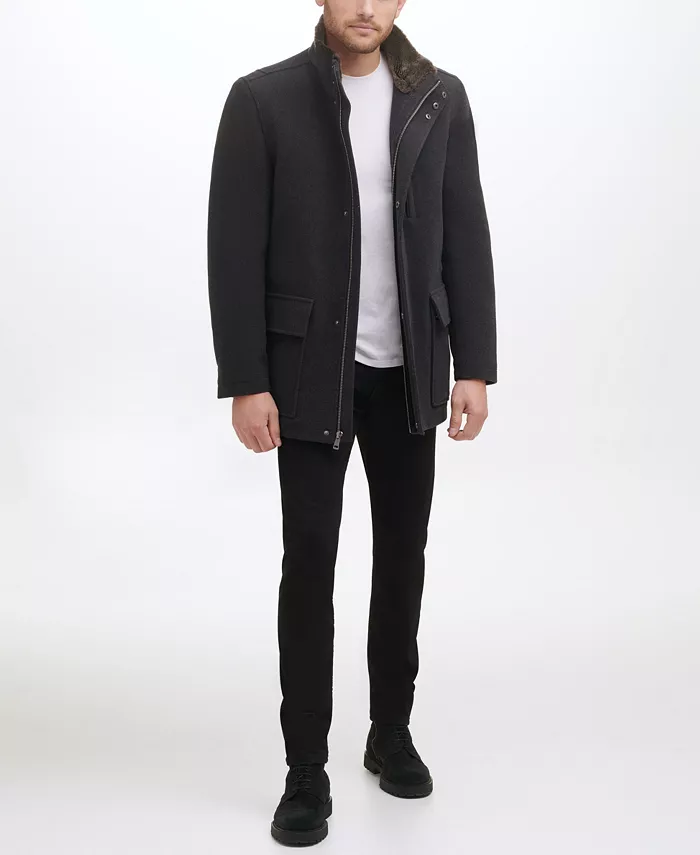 

Мужское шерстяное пальто Car Coat с ворсом Cole Haan, серый