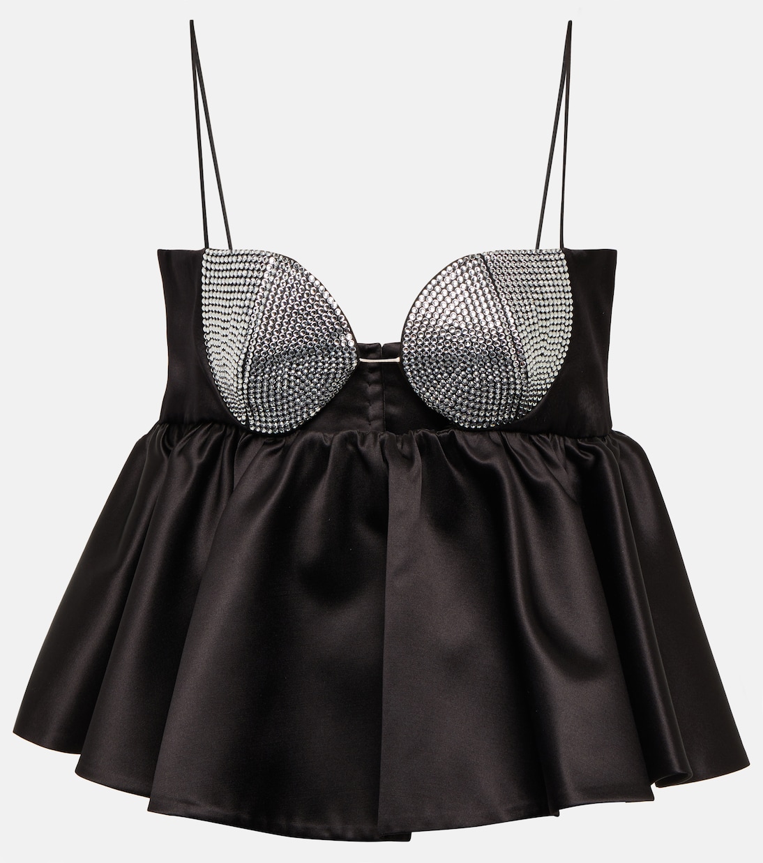 

Топ из смесового шелка, украшенный кристаллами Magda Butrym, черный