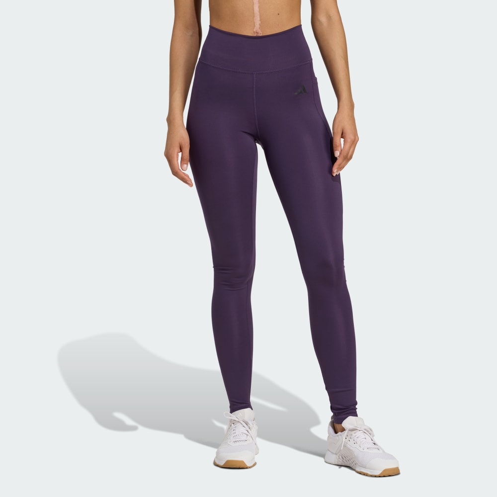 

Леггинсы Adidas Optimé Essentials Stash Pocket Full-Length Leggings, цвет Aurora Plum