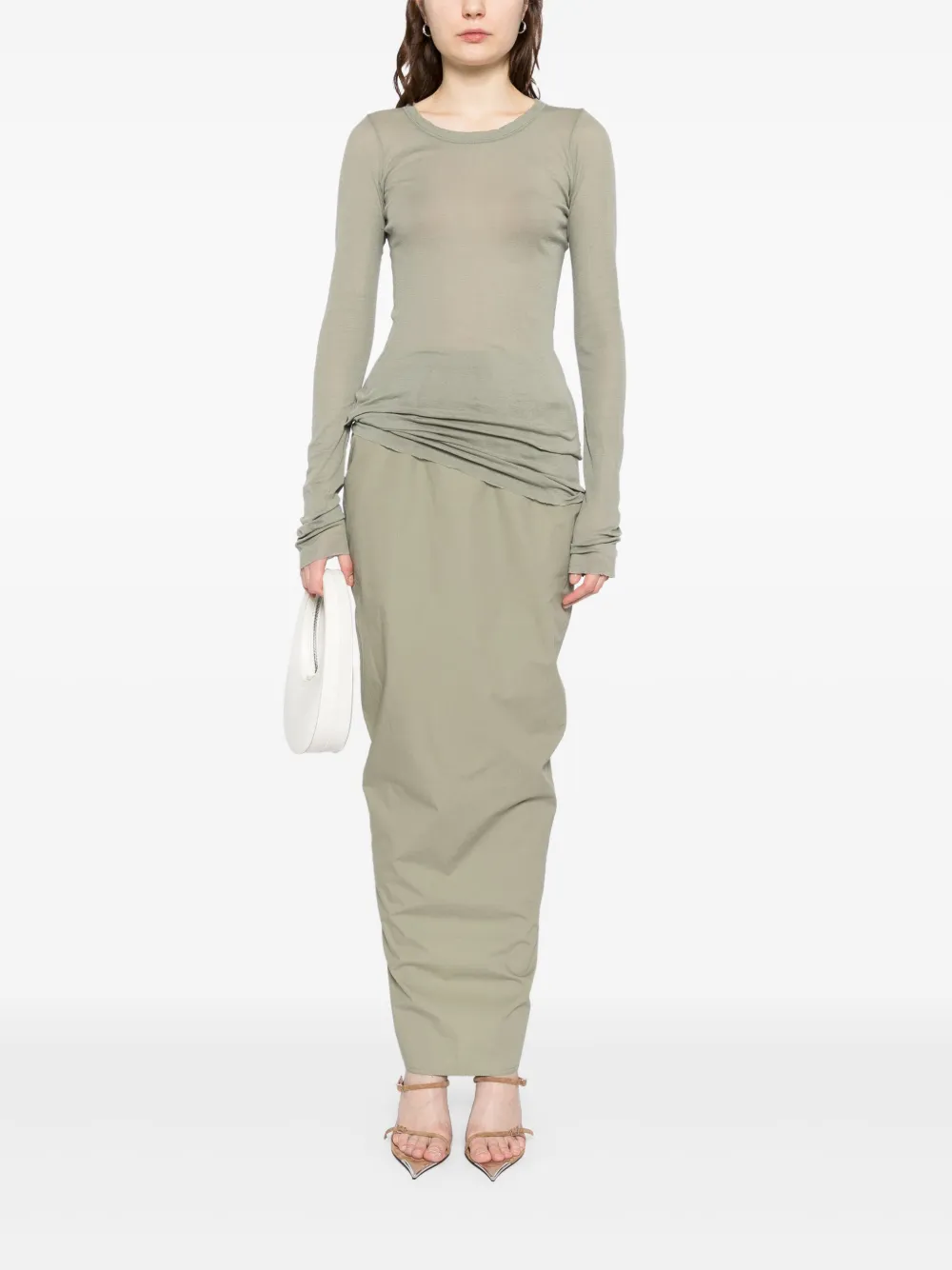 Длинная юбка Soft Pillar Rick Owens, зеленый — фото 2