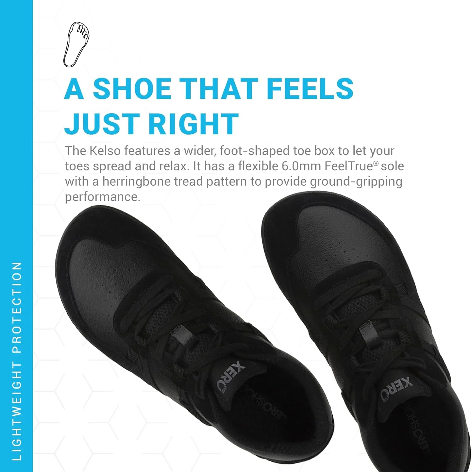 Классические мужские кожаные кроссовки Xero Shoes Kelso с удобной амортизацией FeelTrue, сетчатой вставкой, минималистичным дизайном, идеально подходят для тенниса и отдыха на теннисном корте, черный — фото 3