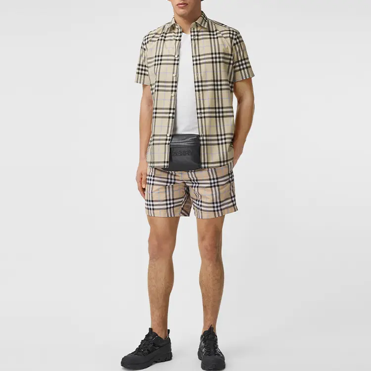 Рубашка мужская Burberry светло-бежевая — фото 4