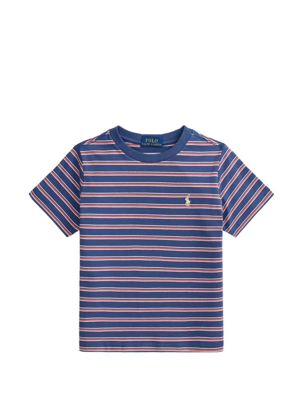 Футболка в полоску с вышитым логотипом Polo Ralph Lauren Kids, синий
