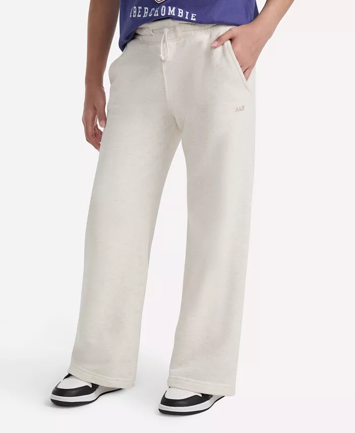 

Детские утепленные брюки свободного кроя Essential Fleece Wide Leg Pants abercrombie kids, коричневый/бежевый