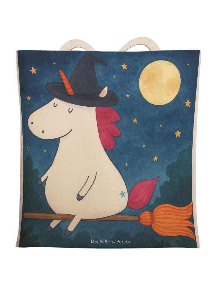 

Mr. & Mrs. Panda Сумка-шоппер с изображением единорога и ведьмы, без надписи, белого цвета