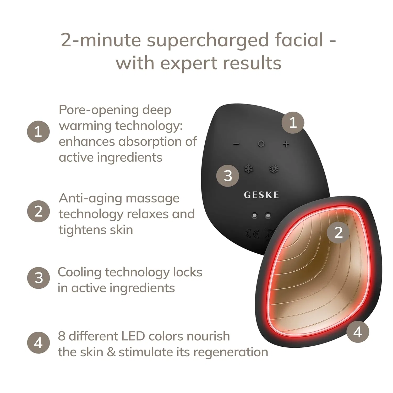 Маска для лица Geske — LED- «SmartAppGuided Sonic Warm & Cool Mask 9 in » от ‎ , Gray — фото 2