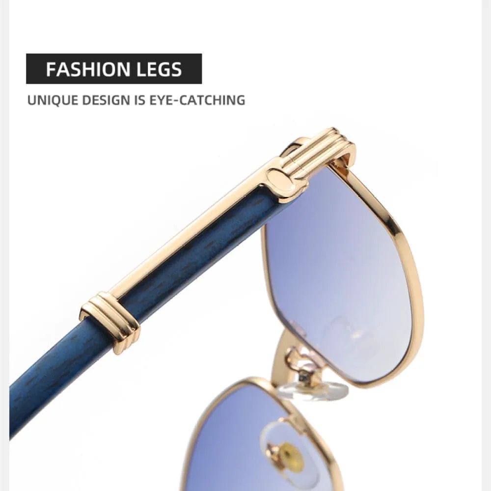 

Многоугольные солнцезащитные очки для женщин, модные популярные мужские очки в деревянной оправе, солнцезащитные очки для женщин и мужчин для путешествий MTZJH, Blue